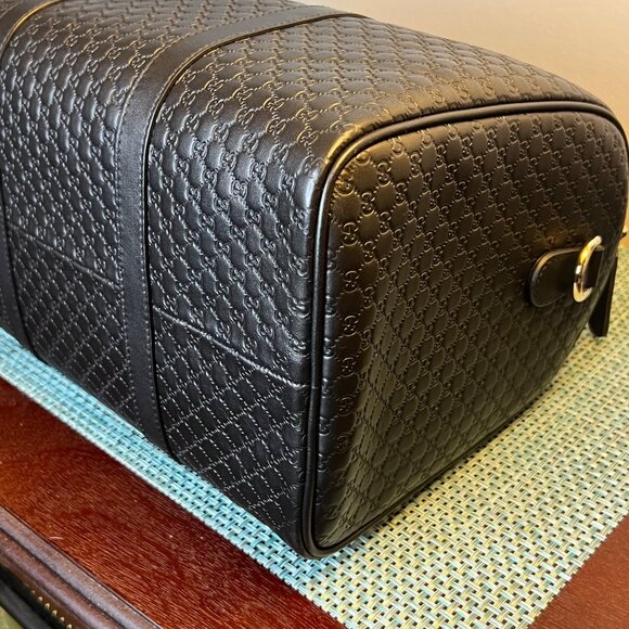 Gucci Micro Guccissima 2WAY Boston Bag Handbag Leather Black - Picture 9 of 16